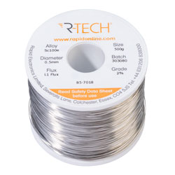 R-TECH 857018 SC100e Solder 2% L1 Flux <0.5% Halide 0.5mm 500g Reel