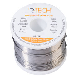 R-TECH 857023 SAC305 Solder 2% L1 Flux <0.5% Halide 0.5mm 500g Reel