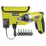 Ryobi CSD4107BG Li-Ion Cordless Screwdriver 4 Volt 1.5ah + 6pc Acc Set