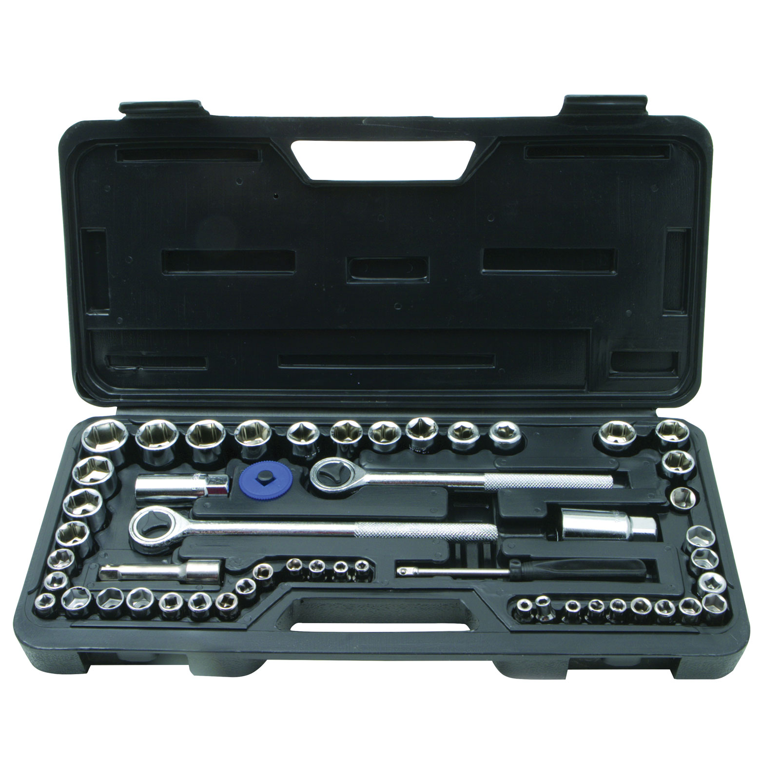 Rolson 40-Piece 1/4 Inch Drive Metric Socket Set - Ratchet, Extension, Adapter, Sockets
