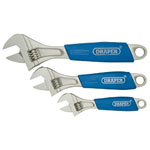 Draper 88598 Soft Grip Adjustable Wrench Set 3 Piece