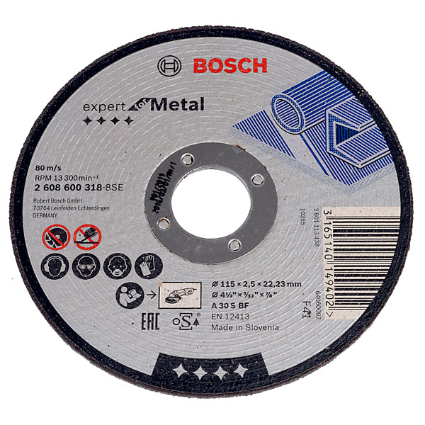 Bosch 2608600318 Metal Cutting Disc Flat 115 x 22.2 x 2.5mm