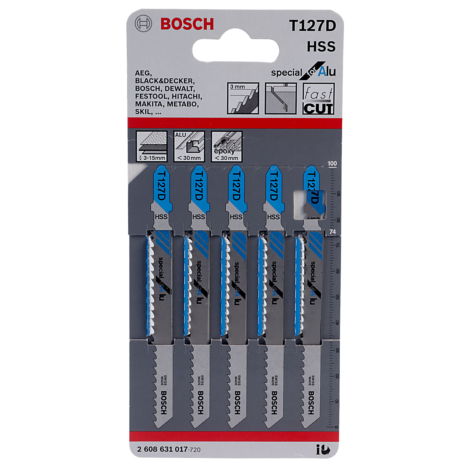 thumbnail image 2 of Bosch T227 D Jigsaw Blades - 5-Piece Set For Metal Cutting 2 of 11