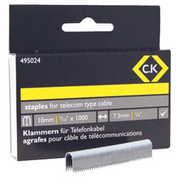 CK Tools 495024 Telecom cable staples 4.5mm wide x 10mm deep Box Of 1000