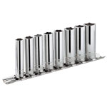 Facom RL.40E 1/4'' Square Drive Metric Long 6Pt Socket Set + Rack 8pc