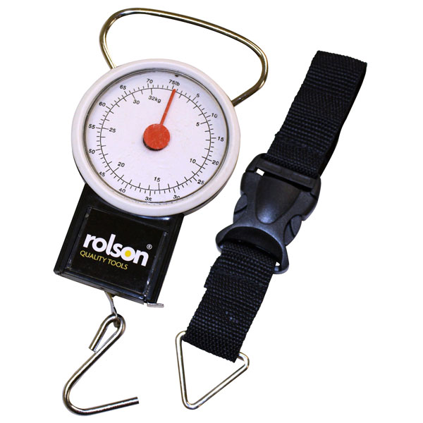 Rolson 32kg Luggage Scales With 1M Tape Measure Buckle Strap Suitcases Bags UK 