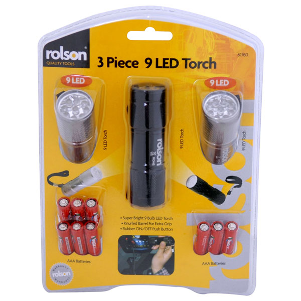 Rolson Tools 61760 Nine LED Torch Set 