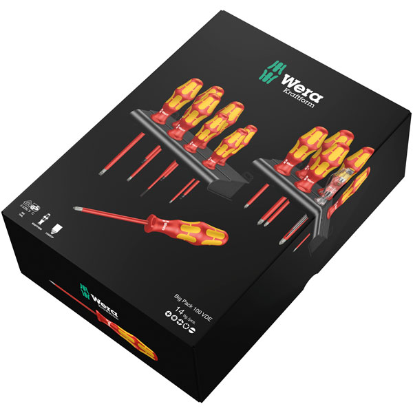 Wera 05105631001 Kraftform Big Pack 100 VDE - Set of 14 | Rapid Online