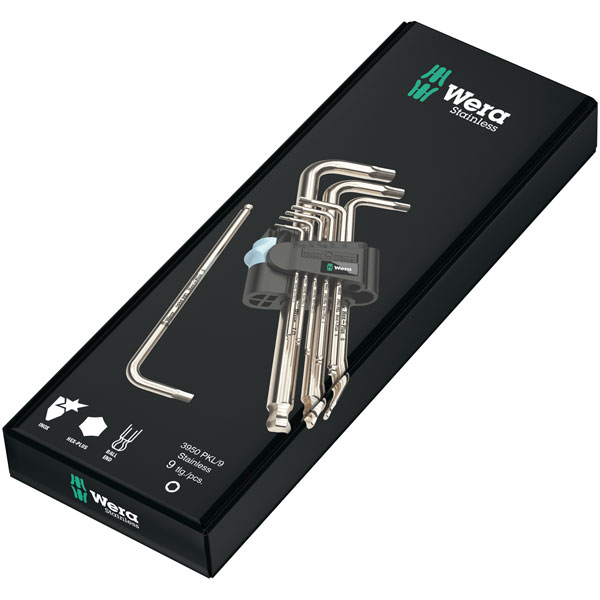 Wera 05073544001 3950/9 HexPlus Stainless 1 SB LKey Set Metric