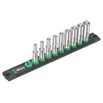 Wera 05005410001 Magnetic Socket Rail A Deep 1 Socket Set, 1/4 Drive, 9 pc