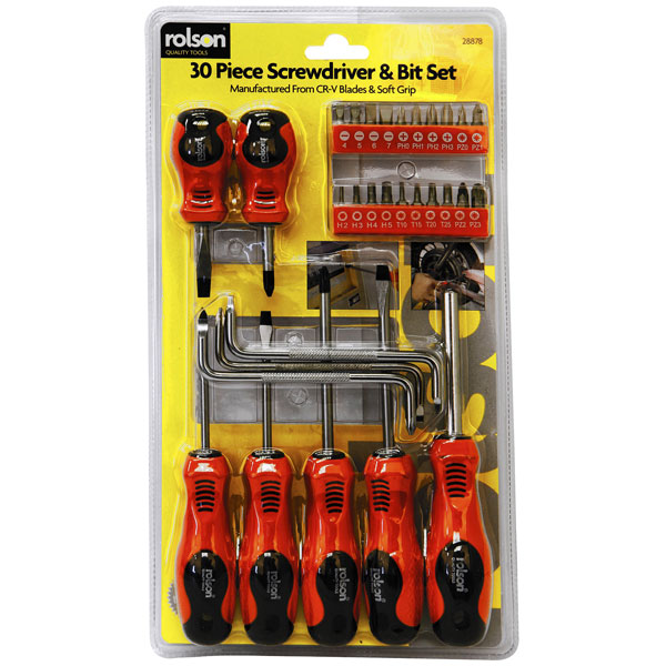 Rolson 28878 30pc Screwdriver & Bit Set Rapid Online