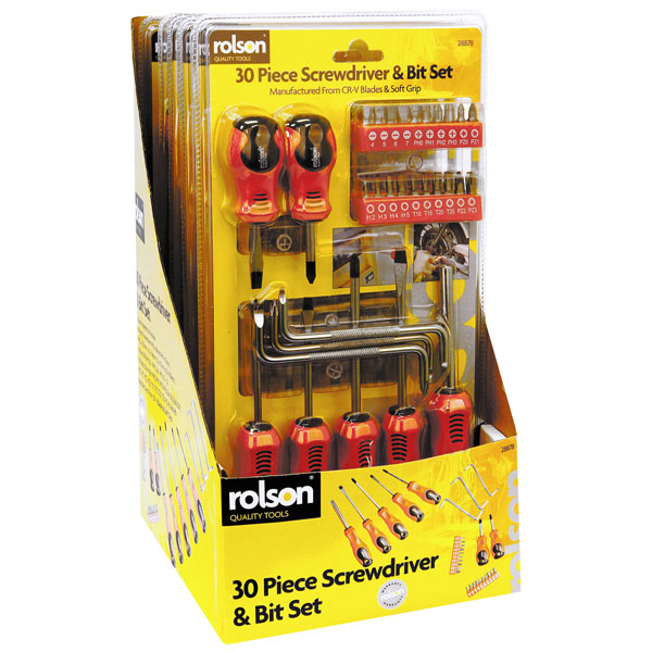 Rolson 28878 30pc Screwdriver & Bit Set Rapid Online