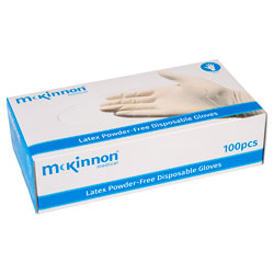 McKinnon Medical Latex Powder-Free Disposable Gloves Box 100 - Small