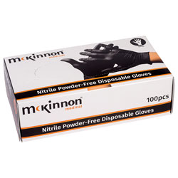 McKinnon Medical Black Nitrile Powder-Free Examination Gloves Box 100 - Small