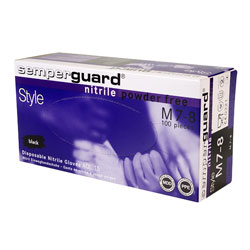 Semperguard Black Industrial Nitrile Powder Free Non Sterile Gloves - Medium 100