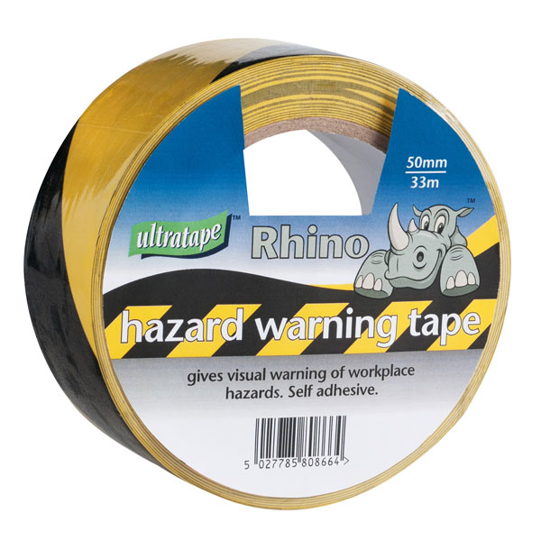 Ultratape Black/Yellow Hazard Warning Tape 50mm x 33m
