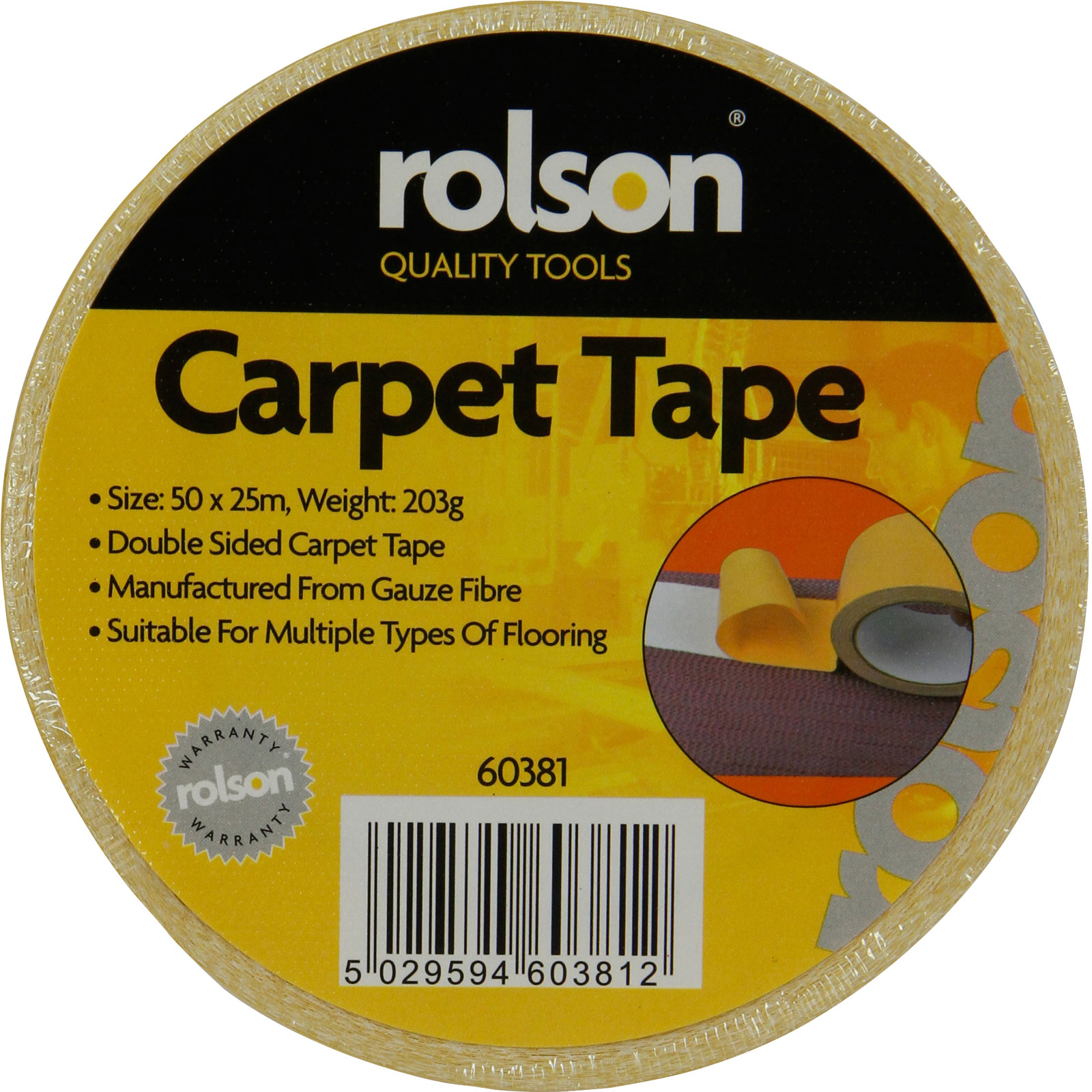 Rolson 60381 Double Sided Carpet Tape 50mm Rapid Online