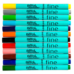 Berol by Paper Mate Assorted Colours Fibre Tip Pens Pack of 12