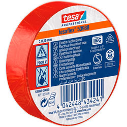 tesa 53988 Professional PVC Electrical Insulation Tape 19mm x 25m - Red