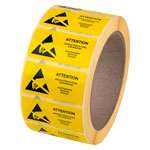 Antistat 055-0002 Yellow ESD Caution Labels 50 x 25mm Roll Of 1000