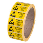 Antistat 055-0068 Yellow ESD Caution Labels 16 x 38mm Roll Of 1000