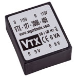 Vigortronix VTX-127-3006-409 Low Profile Encapsulated Transformer 6VA 0-9V