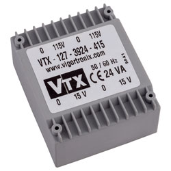 Vigortronix VTX-127-3924-415 Low Profile Encapsulated Transformer 24VA 0-15V