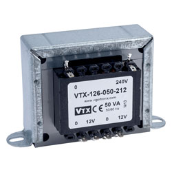 Vigortronix VTX-126-050-212 Chassis Transformer 230V 50VA 12V+12V