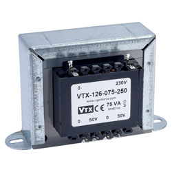 Vigortronix VTX-126-075-250 Chassis Transformer 230V 75VA 50V+50V