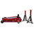 Sealey 3010CX Trolley Jack 3tonne Standard Chassis + Axle Stands 3tonne Cap