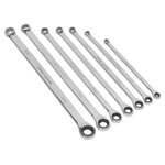 Sealey AK6319 Double Ring Ratchet/Fixed Spanner Set 7pc Extra-Long Metric