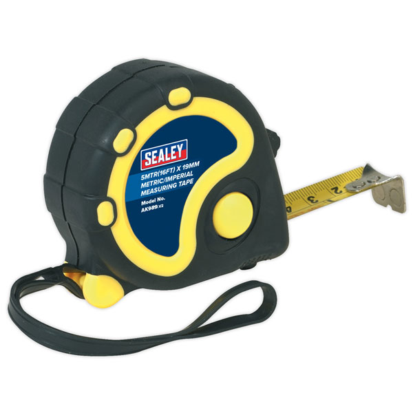 Sealey AK989 Rubber Measuring Tape 5mtr(16ft) x 19mm Metric/imperial ...