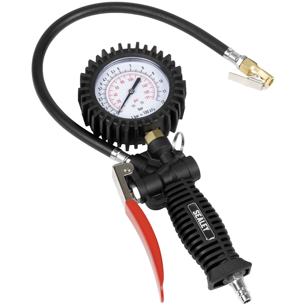 Sealey Professional Tyre Inflator with Clip-on Connector
