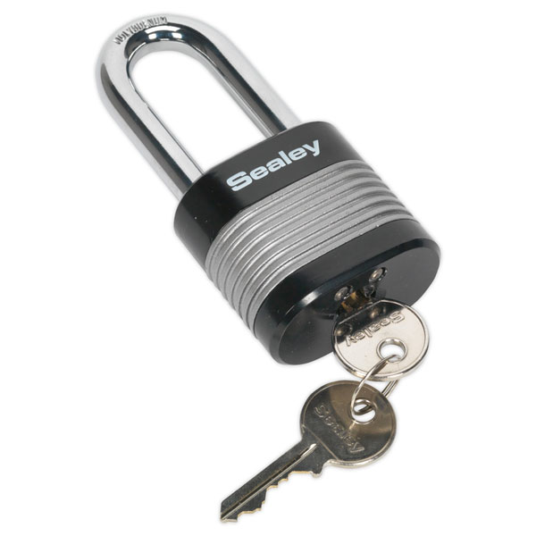 Sealey PL402L Zinc Coated Steel Body Padlock Long Shackle 50mm