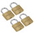 Siegen S0992 Brass Body Padlock with Brass Cylinder 40mm Key Alike Pack Of 4