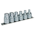 Sealey AK6561 Hex Socket Bit Set with Rail 6pc Stubby 1/2sq Drive Metric