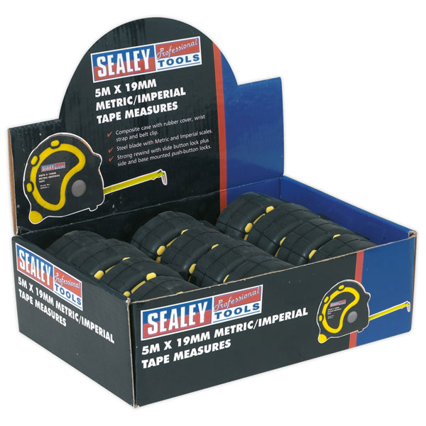 Sealey AK98912 Rubber Measuring Tape 5mtr(16ft) x 19mm Metric/impe...