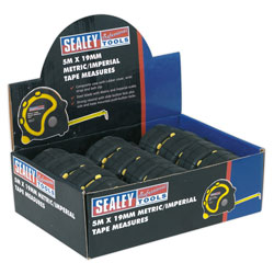 Sealey AK98912 12 Pk Rubber Measuring Tape 5m x 19mm Metric/imperial