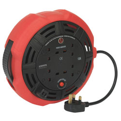 Sealey CR10/1 Cable Reel Cassette Type 10m 4 x 230V 1.25mm² Heavy-Duty