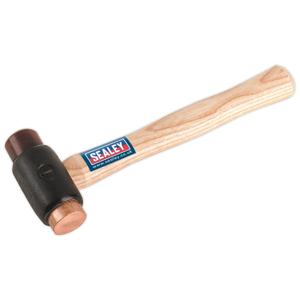 Sealey CRF15 Copper/Rawhide Faced Hammer 1.5lb Hickory Shaft