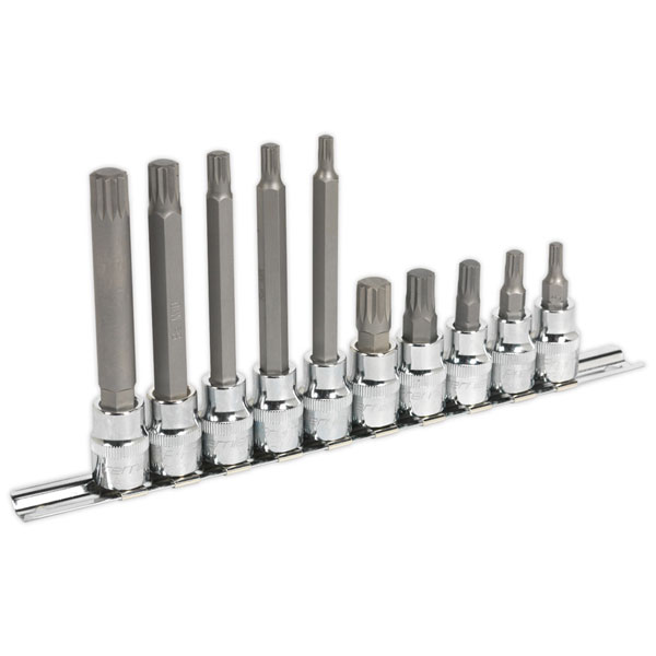 Sealey AK6216 Spline Socket Bit Set 10pc 3/8