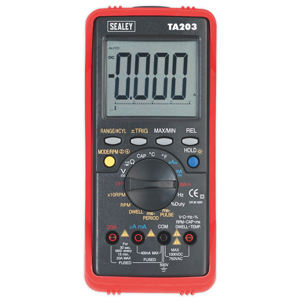 Sealey TA203 Digital Automotive Multimeter 15 Function Bar Graph/PC Link