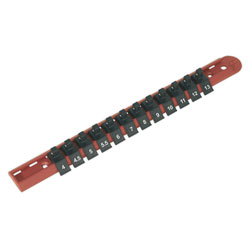 Sealey AK1412 Socket Retaining Rail with 12 Clips 1/4sq Drive