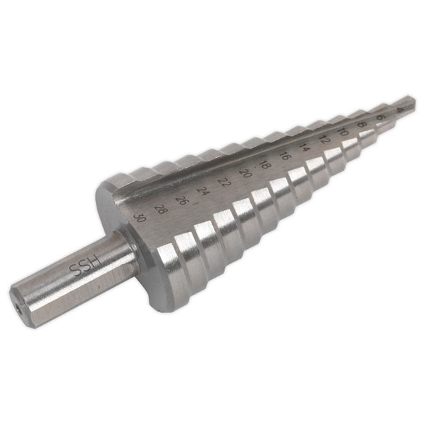 Sealey AK4732 HSS M2 Step Drill Bit 4-30mm Double Flute