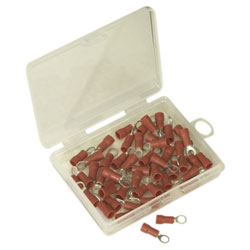 Ring Crimping Terminals Red 3mm Size 22-16 50pcs