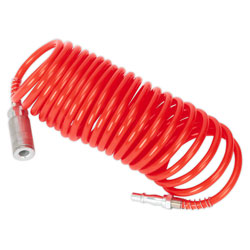 Sealey SA305 PE Coiled Air Hose 5m x Ø5mm with Couplings