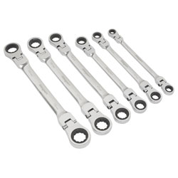 Siegen S0806 Flexi-Head Double End Ratchet Ring Spanner Set 6pc Metric