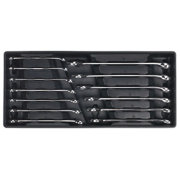 Sealey TBT01 Tool Tray with Combination Spanner Set 13pc Metric
