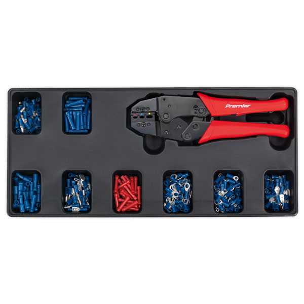 Sealey TBT16 Tool Tray with Ratchet Crimper & 325 Assorted Insulated Terminal Set