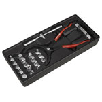 Sealey TBT28 Tool Tray with Oil Filter Wrench, Pliers & Drain Plug Set 21pc